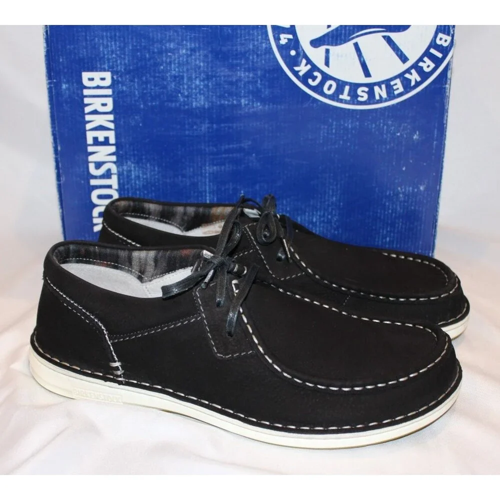 Birkenstock Mens Pasadena Black Suede Loafer Lace Up Shoes EU‎ 43 US 10 NIB $170